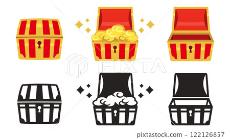 Treasure chest and treasure simple icon set 122126857
