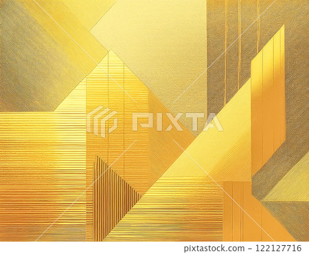 Image material of Japanese paper texture: modern geometric pattern, gold 122127716