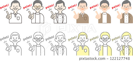 簡單老人插畫4種圖案一套_微笑_檢查（內文②） 122127748