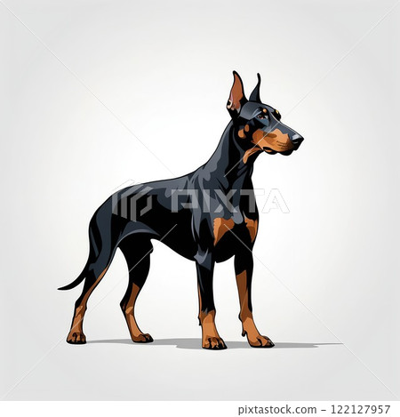 Doberman standing gracefully 122127957