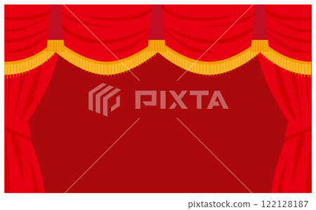 紅色banner舞台插畫背景素材 122128187