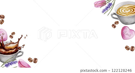 Banner, postcard with coffee design 122128246