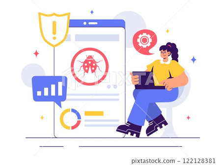 Software Testing Vector Illustration featuring Application Engineering, Debugging Processes, Development Workflow, Programming, and Coding Software Testing Vector Illustration featuring Application Engineering, Debugging Processes, Development Workflow, Programming, and Coding 122128381
