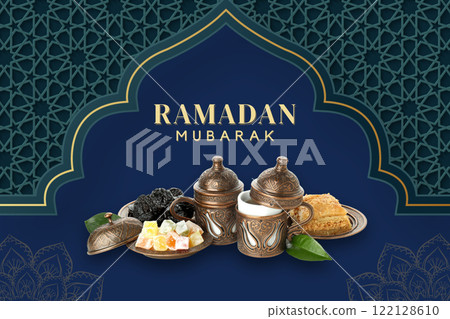 A beautiful greeting card for the celebration of Ramadan 122128610