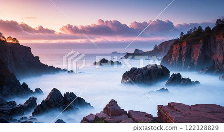 Furepe Falls illuminated by the morning sun 122128829