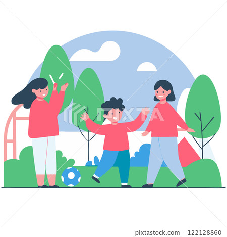 Families playing in the park 122128860