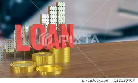 The Loan text and coins for Business concept 3d Rendering. 122129407