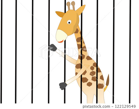 A giraffe in a cage at the zoo. 122129549