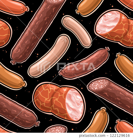 Vector Sausage Seamless Pattern Vector Sausage Seamless Pattern 122129616