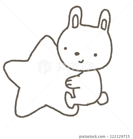 一隻可愛的兔子拿著星星的變形插圖 一隻可愛的兔子拿著星星的變形插圖 122129715