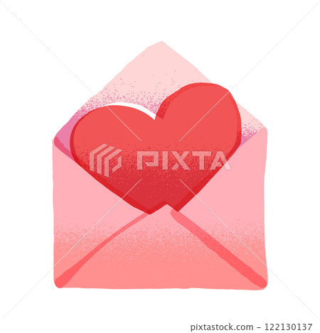 Hand-drawn illustration of an envelope with a heart and a love letter Hand-drawn illustration of an envelope with a heart and a love letter 122130137