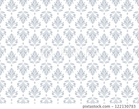 Flower geometric pattern. Seamless vector background. White and gray ornament Flower geometric pattern. Seamless vector background. White and gray ornament 122130783