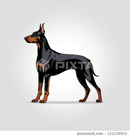 Doberman full body illustration 122130913