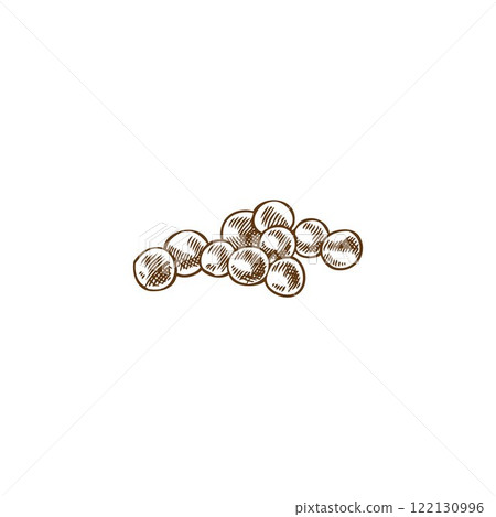 Caviar heap vector engraved hand drawn, sea food, healthy natural delicacy product ink sketch, salmon or trout fish roe 122130996