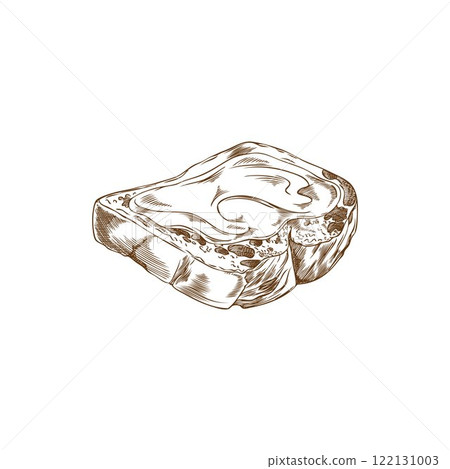 Vector illustrations of buttered toast for breakfast in the style of a brown outline Vector illustrations of buttered toast for breakfast in the style of a brown outline 122131003