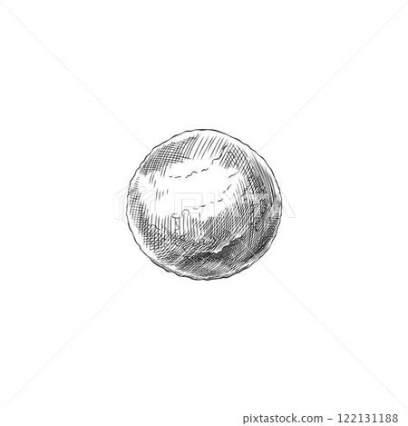 Vector black and white sketch of a round orange on a white background. 122131188