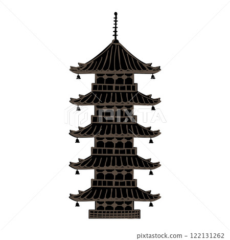 Illustration of a five-storied pagoda 122131262