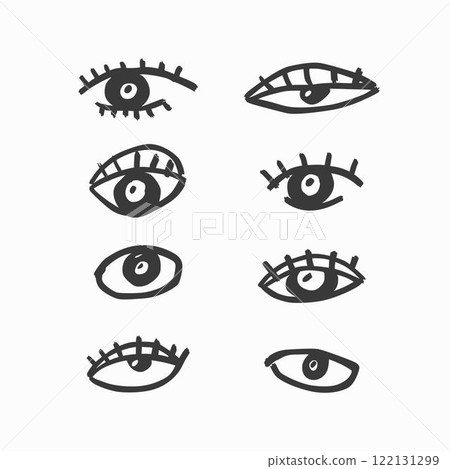 Eyes hand-drawn set. Abstract doodle eyes. Vector illustration. Eyes hand-drawn set. Abstract doodle eyes. Vector illustration. 122131299