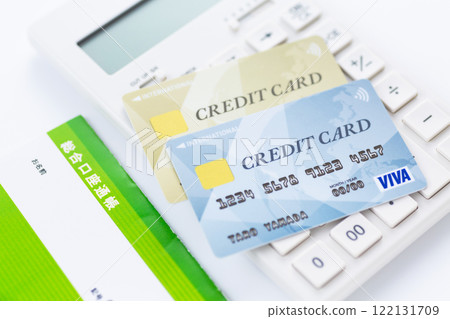 Credit card, bankbook and calculator 122131709