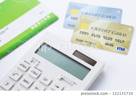 Credit card, bankbook and calculator 122131710