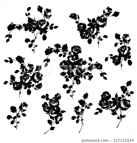 美麗的玫瑰矢量插圖集, 美麗的玫瑰矢量插圖集, 122131834