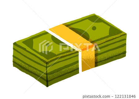 Hand-drawn illustration of a stack of bills 122131846
