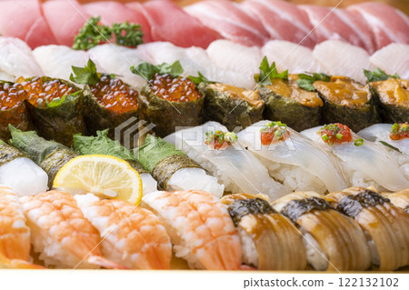 Close-up of fresh nigiri sushi Close-up of fresh nigiri sushi 122132102