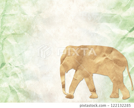 Eco background with elephant in paper cut style. Paper animal on carton backdrop. Ecology, global ecological resource, go green, zero waste concept. Environmental and conservation, wildlife protection 122132285