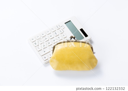 A purse and a white calculator 122132332