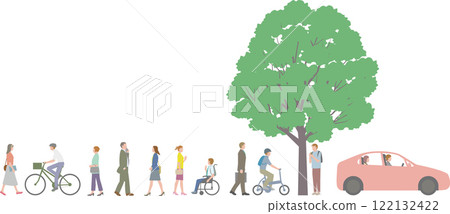 上班族、商人等行屍的通勤場景插畫 上班族、商人等行屍的通勤場景插畫 122132422