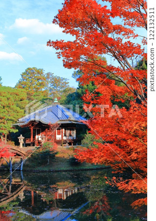 [京都府]對稱的桂離宮庭園和秋葉 122132511