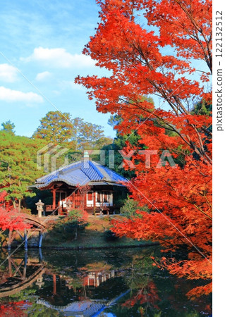 [京都府]對稱的桂離宮庭園和秋葉 122132512