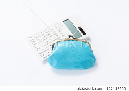 A purse and a white calculator 122132533