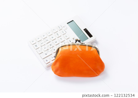 A purse and a white calculator 122132534