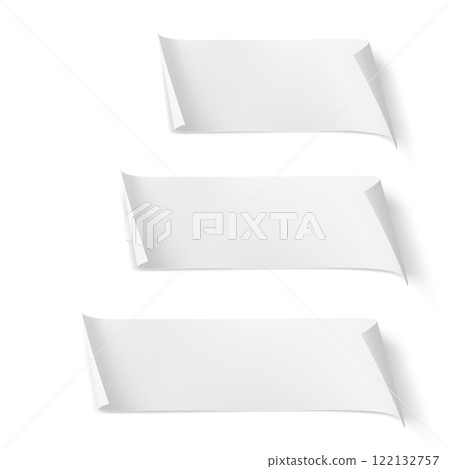 Set of Blank White Folded Paper Banner Ribbons for Design Vector 122132757