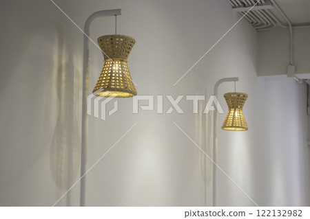 Coffee shop interior with white and wooden concept deisgn 122132982