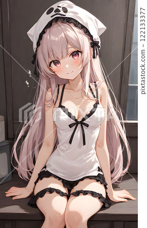 一個戴著帽子的可愛小女孩的輕鬆肖像 122133377