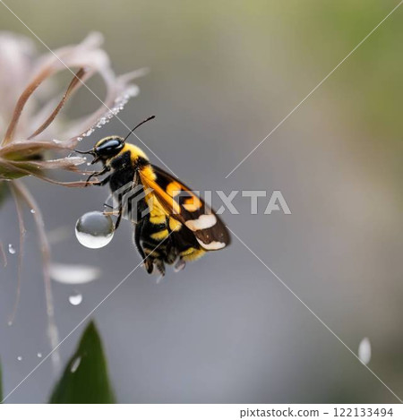 水滴昆蟲蝴蝶蜜蜂水環境綠色 122133494
