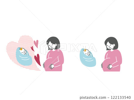 Simple and cute illustration of a pregnant woman 122133540