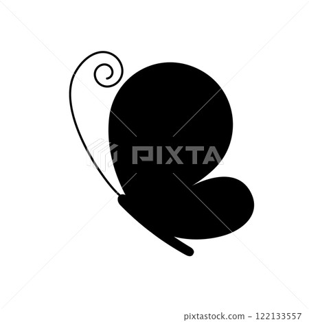 Vector illustration of a silhouette of a butterfly (sideways) 122133557