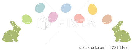 復活節簡單框架：柔和的彩色復活節彩蛋和兔子 122133651