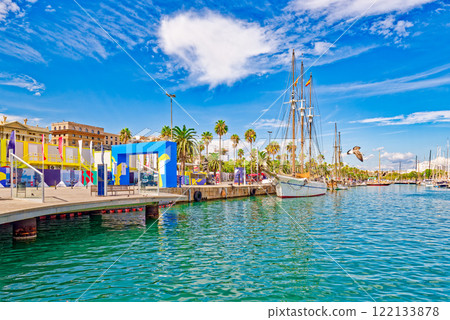 Barcelona. Seaport and Yacht parking at the pier. Barcelona. Seaport and Yacht parking at the pier. 122133878