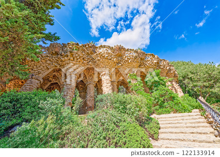 Barcelona. Gorgeous and amazing Park Guel . Barcelona. Gorgeous and amazing Park Guel . 122133914