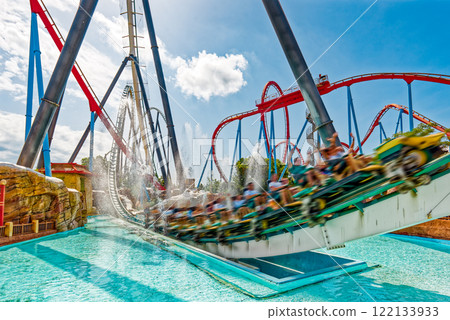 Roller Coaster in funny amusement park. 122133933