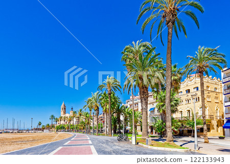 Seafront of Sitges,a beautiful town near Barcelona. 122133943