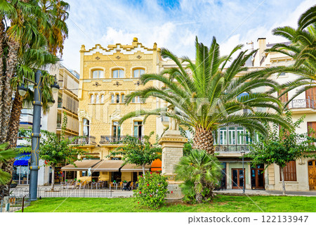 Seafront of Sitges,a beautiful town near Barcelona. 122133947