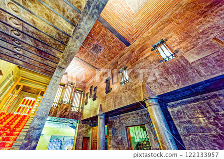 Barcelona. Inside Palace of Guell (Palau Guell) Gothic Quarter. 122133957