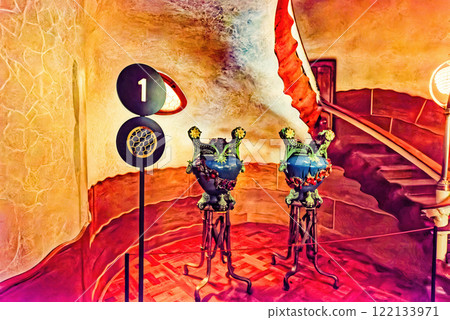 Interior and inner chambers Gaudi's creation- House Casa Batllo. 122133971