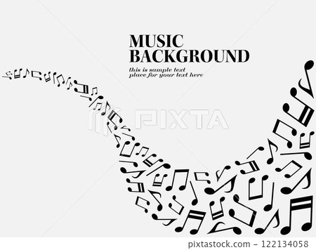Background illustration of waving melody lines and musical note particles 122134058