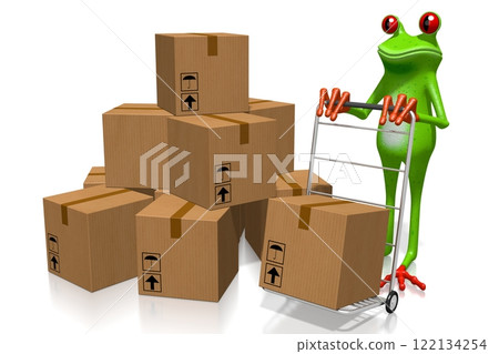 Cartoon frog and packages Cartoon frog and packages 122134254